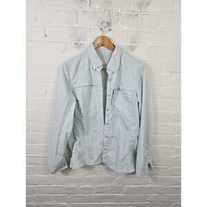 L.L. Bean Women's Collared Neck Button Front Shirt Long Sleeve Blue Size Medium